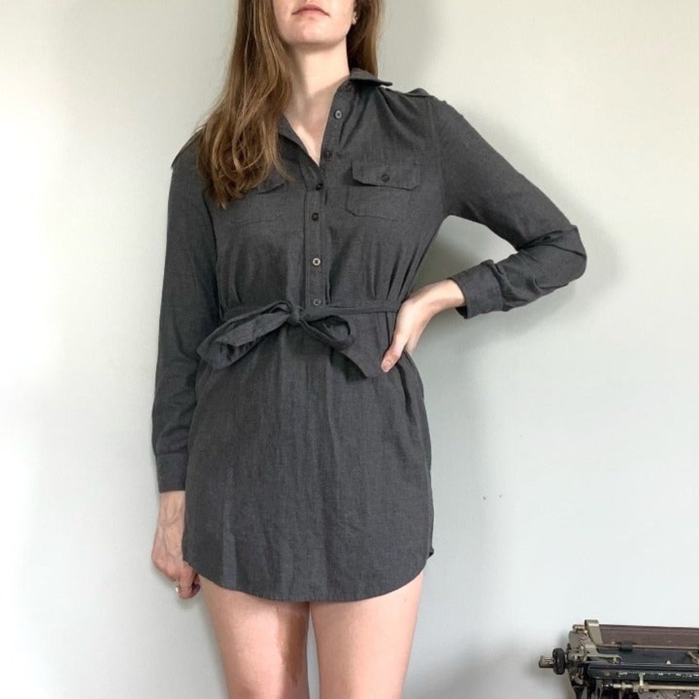 Gap grey long sleeve shirt dress size xs